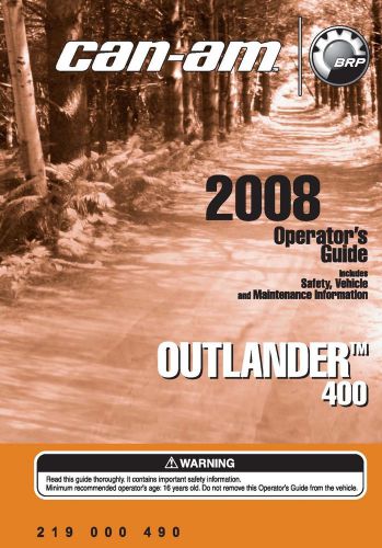 Can-am owners manual 2008 outlander 400
