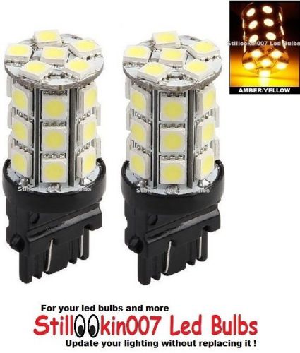 2 - t25 27 led amber / yellow snowmobile bulb 3056, 3057, 3156, 3157, 3356, 3357