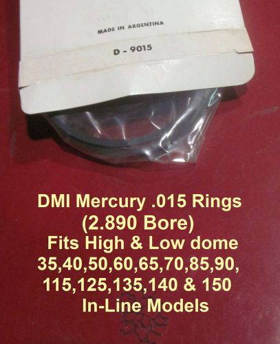 Merc./mariner .015 piston rings 2.890 bore dmi # d-9015 fits in-lines 35-150 hp