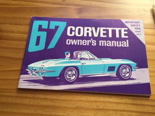 1967 corvette 1st edition owners manual w/ news card, protect-o-plate, more!