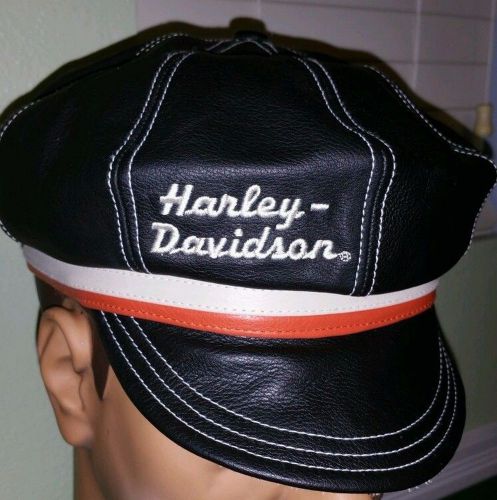 Harley davidson leather captains hat ivy newsboy cap 97761-07vw medium