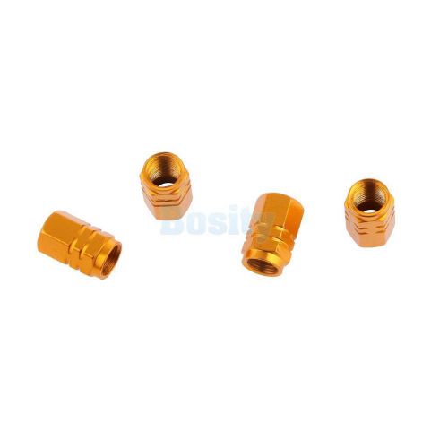 Gold-4pcs tire valve stem caps auto bike screw dust cover auto parts