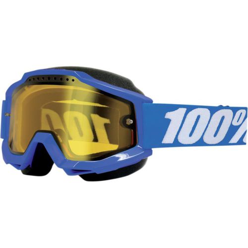 100% accuri snow goggles blue blue/yellow lens 50203-002-02