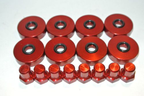 Billet aluminum red valve cover washer seal bolts &amp; cup nuts b16 b18 vtec gsr