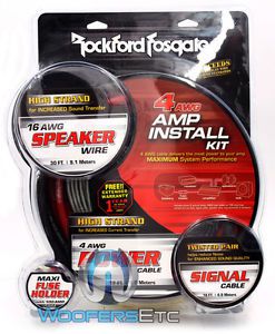 Rockford fosgate rfk4x 4 gauge 100% copper complete amplifier install wire kit