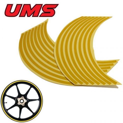 17&#034; gold reflective wheel rim stripe striping tape decal stickers car motorcycle