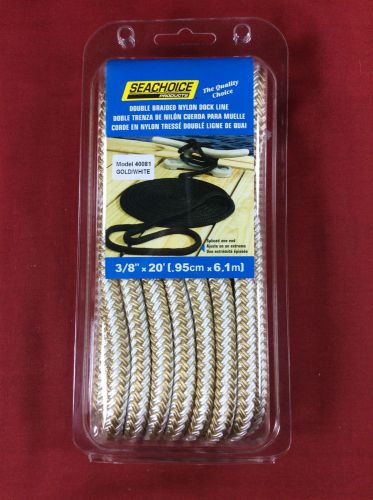 Dock line double braided nylon 3/8" x 20' gold &amp; white seachoice 40081