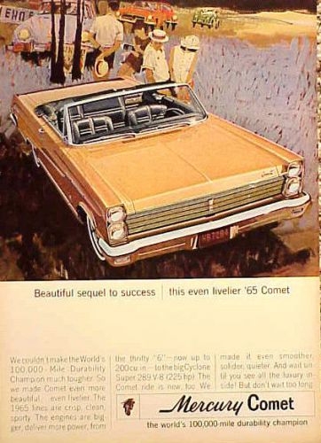 1965 mercury comet convertible original vintage ad  5+= free ship cmy store
