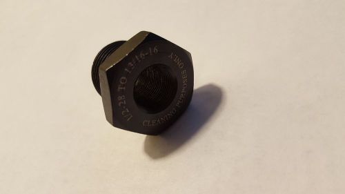 1/2-28 to 13/16-16 oil thread adapter black steel- w/ engraving- lifetime war...
