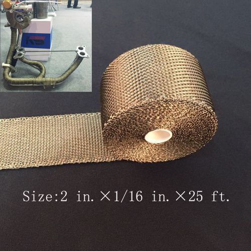 Titanium exhaust/header heat wrap, 2&#034; x 25&#039; roll with stainless ties kit lm