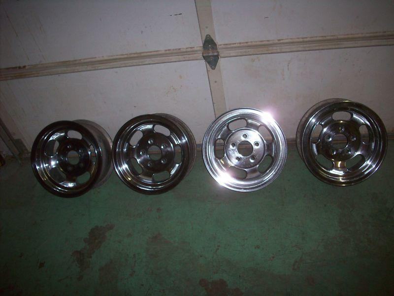 Vintage 1960's 14 x 7 polished aluminum wheels gto 442 chevelle camaro gs set 