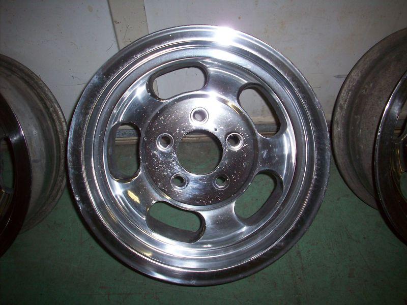 Vintage 1960's 14 X 7 Polished aluminum wheels GTO 442 Chevelle Camaro GS set , US $599.99, image 3