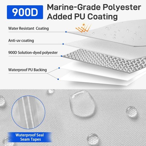 20 boat cover, upgraded 900d waterproof boat cover 22 ft for boat with outboa...