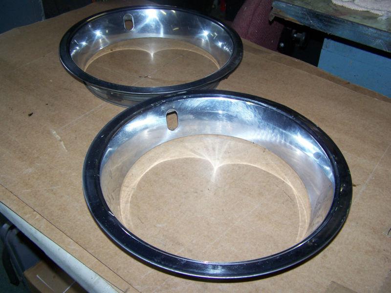 Pair of factory 14" stainless steel deep dish trim rings