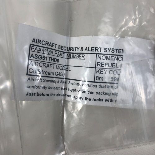Aircraft part gulfstream g450 security door lock 8m 59477 w/key p/n# asg51thd6