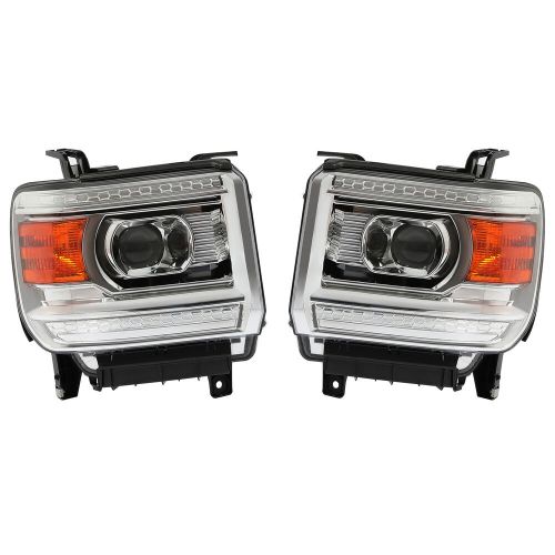 Projector Headlights Chrome Headlamp L+R For GMC Sierra 1500 2500 3500 2014-2019, US $165.00, image 12