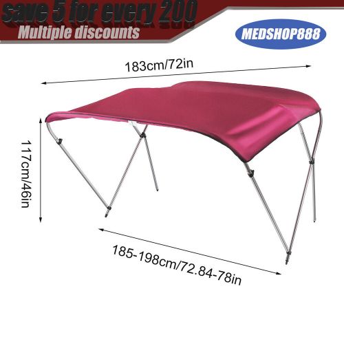 PU Coating Bimini Top Boat Cover 3 Bow 6?? Long, Red, waterproof,?UV-resistant, US $105.01, image 11