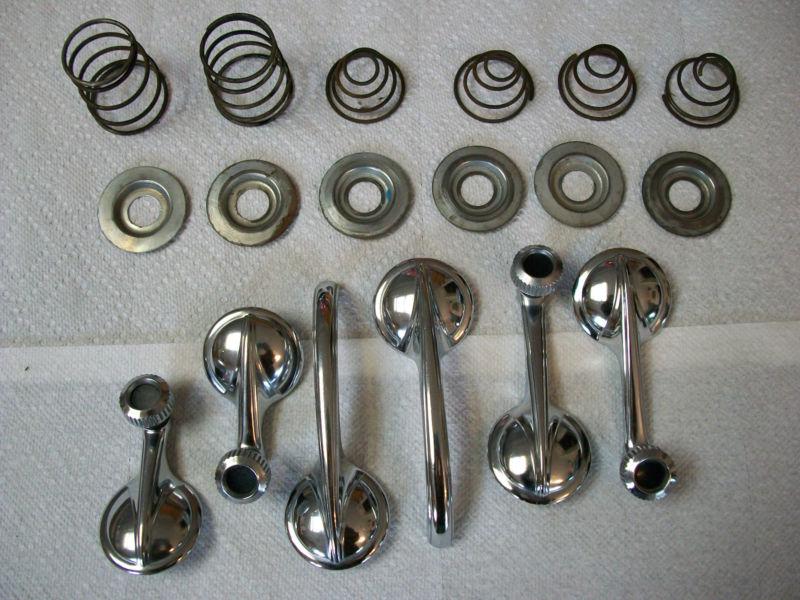 1953 pontiac chieftan int chrome set (6) latch & window crank handles, originals