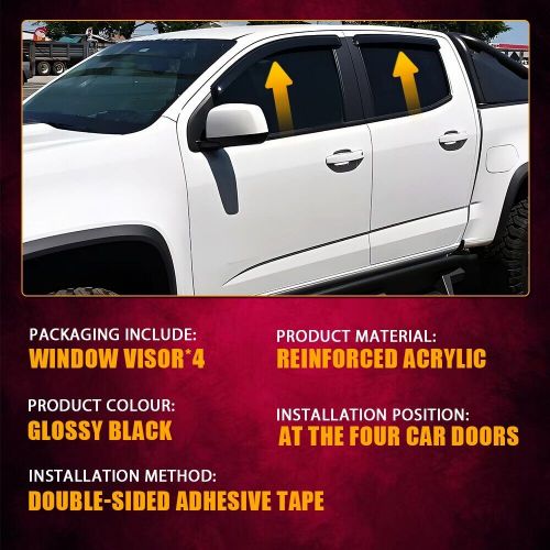 Fits 15-22 chevy colorado gmc canyon crew cab window visors rain sun guard vent