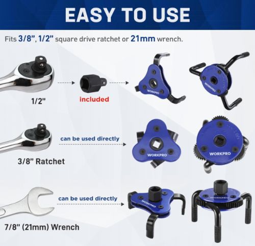 WORKPRO Universal Oil Filter Wrench Adjustable Removal Tools Oil Filter Removal., US $21.23, image 3