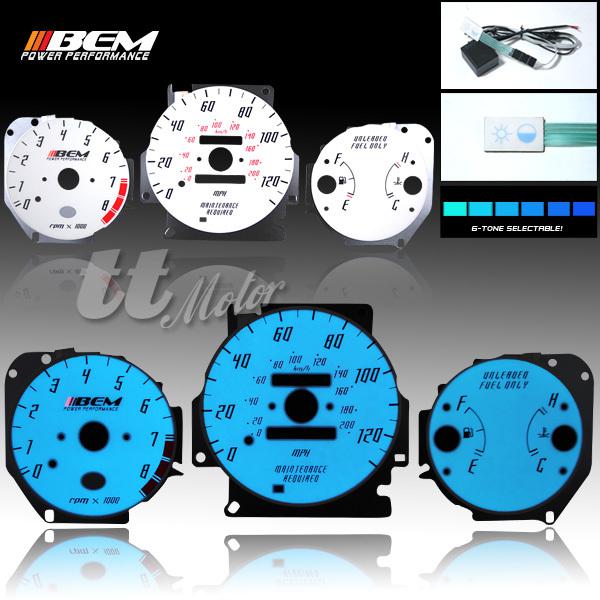 Save bem 96-00 honda civic indiglo glow gauge ex lx 6 tone