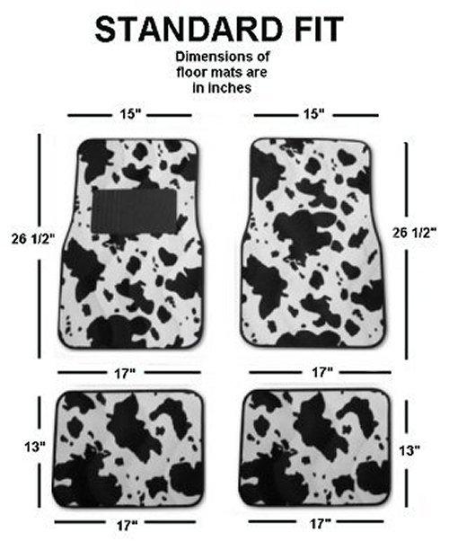 Cow Black White Universal Car Front Rear Floor Mats w/ Drivers Side Heel Pad L, US $24.65, image 2