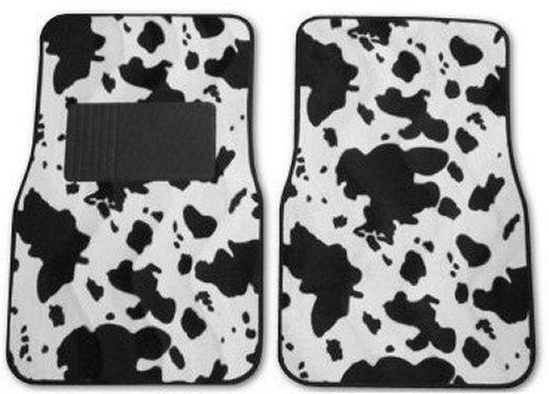 Cow Black White Universal Car Front Rear Floor Mats w/ Drivers Side Heel Pad L, US $24.65, image 3
