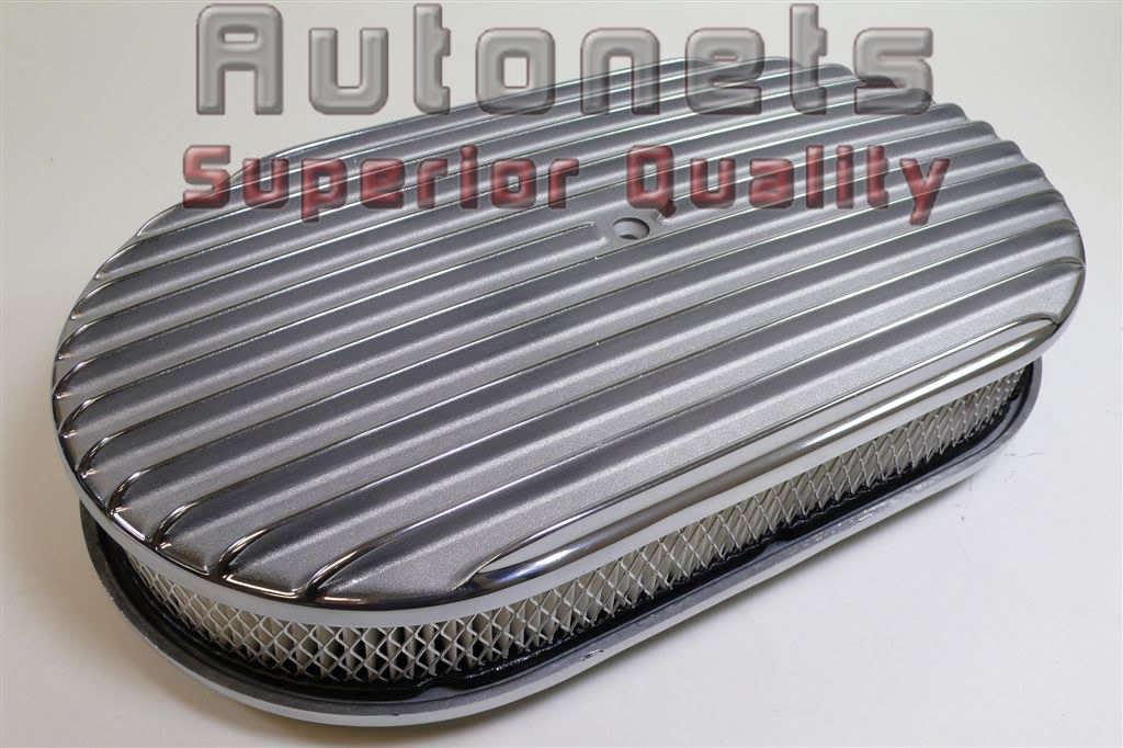 15" oval all finned nostalgic aluminum air cleaner filter breather carburetor