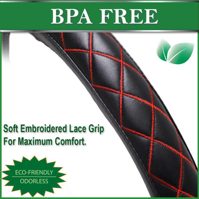 New PU Leather DIY Black Car Steering Wheel Cover Red Stitch Grip Nissan Altima, US $18.99, image 2