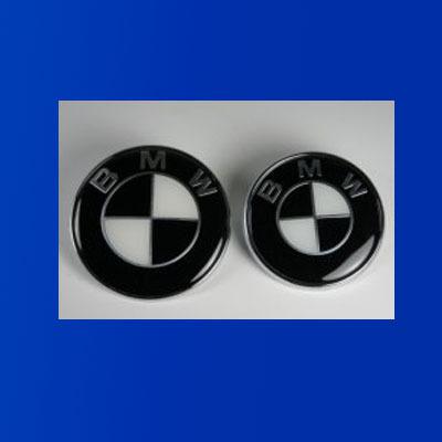 Euro style black white hood trunk bmw roundel emblems 82mm + 73mm 2 pcs