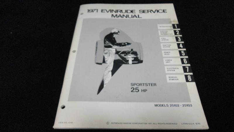#4749 1971 evinrude 25hp,25 hp service manual  outboard boat motor engine repair