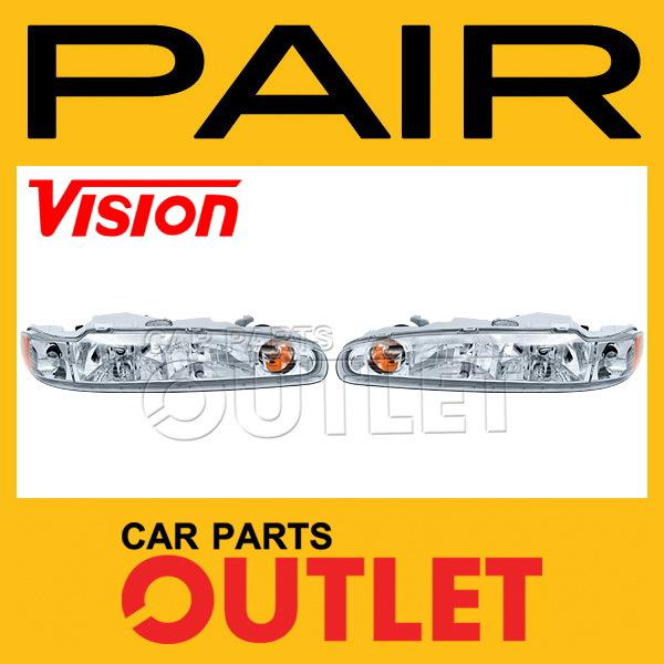 New 99 00 01 02 oldsmobile intrigue head light lamp w/bulb lh+rh pair assembly