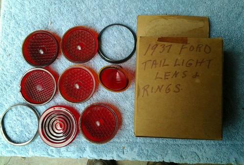 Ford 1937 tail light lenses and 2 rings liscense light vintage antique rat rod , US $29.99, image 9