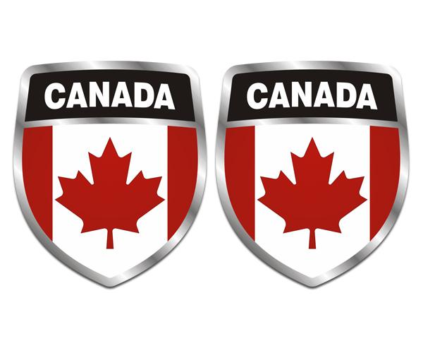 Canada flag shield decal set 4"x3.4" canadian vinyl car bumper sticker zu1