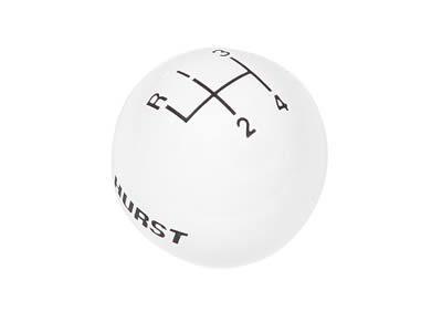 Hurst 4 speed logo imprinted shift knob white 3/8"-16 for chrome stick shifters