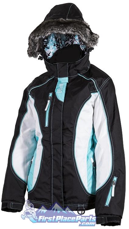 Divas divine ii black/aqua blue snowmobile jacket ~ new 2014 model ~ sizes 1x-4x