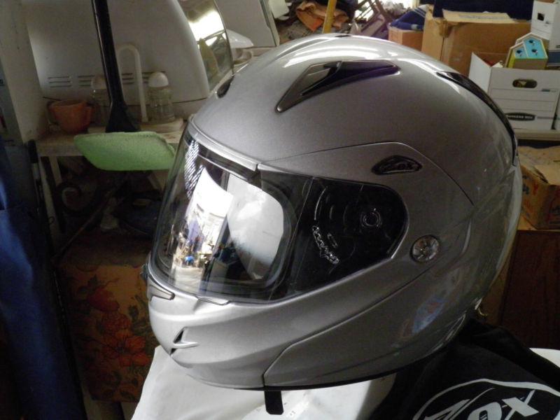 Zox nevado rn2 brand new silver modular flip up helmet sz large 
