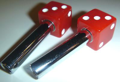 RED DICE DOOR LOCKS SET OF 2 CHROME HOT RAT ROD FORD VTG STYLE LOWRIDER CUSTOM, US $9.99, image 2