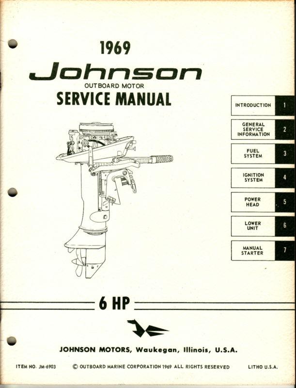  1969 used johnson service manual  6 hp   item number jm-6903