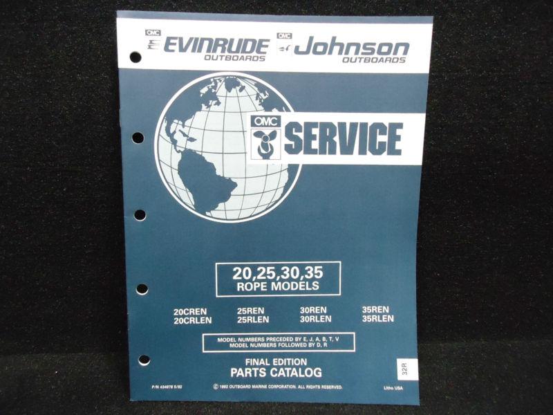 1992 omc,johnson/evinrude parts catalog# 0434978/434978 20·25·30·35 rope models