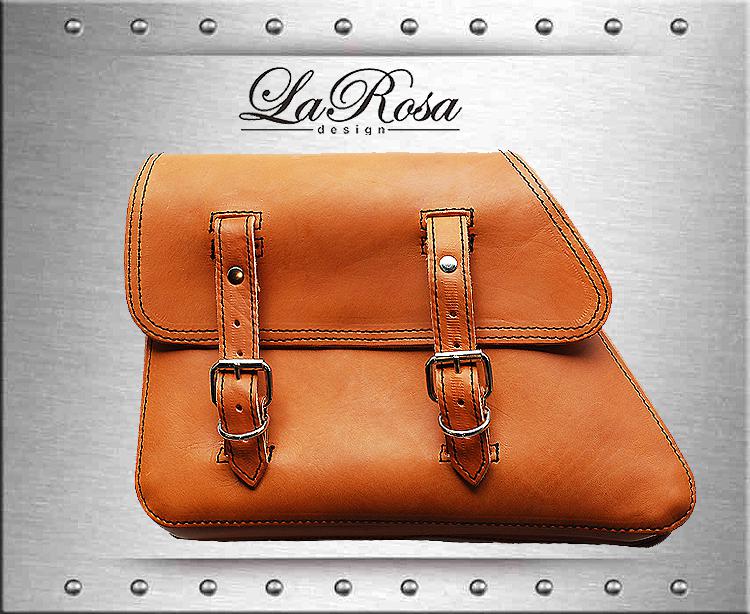 1982 to 2003 larosa sportster models tan leather left swing arm saddlebag 