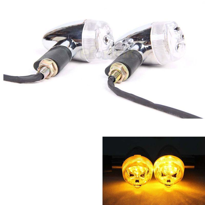 Black skull skeleton bullet turn signal light suzuki boulevard honda goldwing