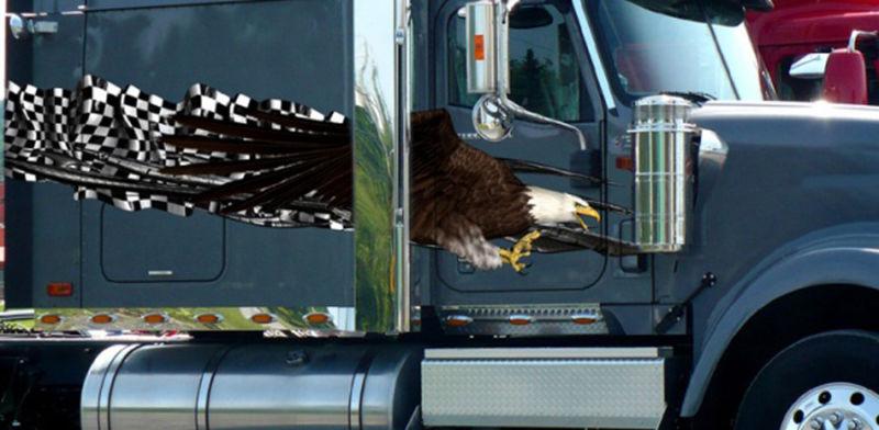 Car truck decals checker flag eagle semi trailer vinyl graphics 5.5ft & up