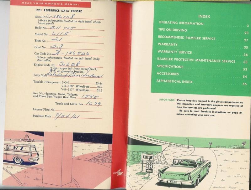 1961 Rambler owners manual, US $19.99, image 2