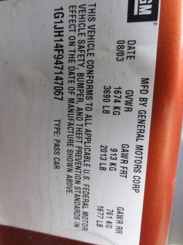 02 03 04 05 cavalier starter motor 2.2l vin f