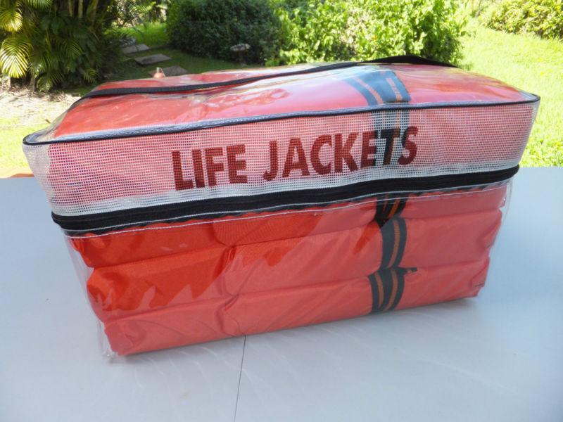4 life vests jackets type ii p.f.d. adults over 90 lbs water- boating-new in bag