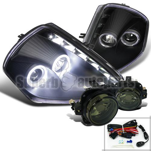 2002-2005 mitsubishi eclipse halo led projector headlight black+fog lamps smoke