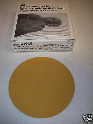 3m # 01026 - gold free cut - 5" discs - p120 grit-100 discs - new