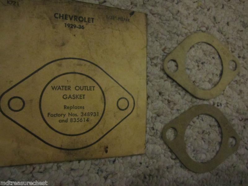 1929-1936 30 31 32 33 34 35 chevy water outlet gasket 348931 835614 lot of 2