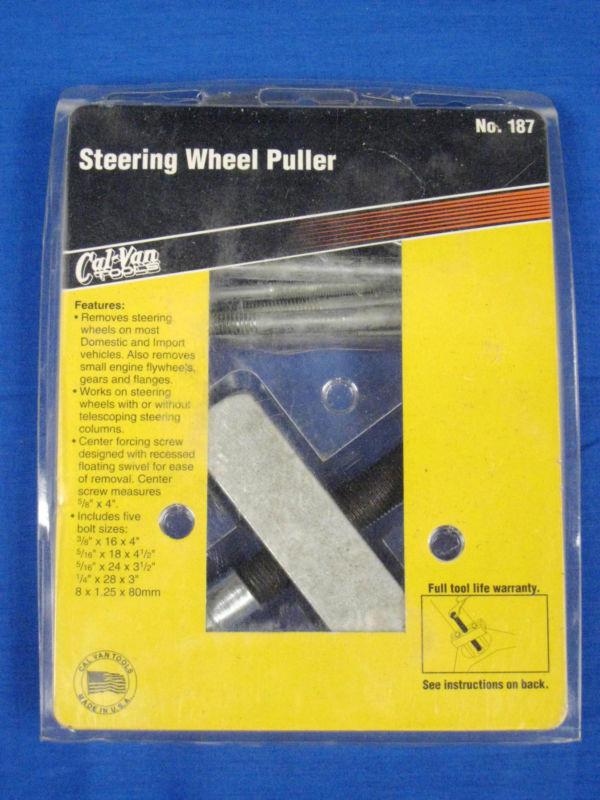 Steering wheel puller cal-van  cntr screw 5/8"x4", 5 bolt sizes,instructions o7 